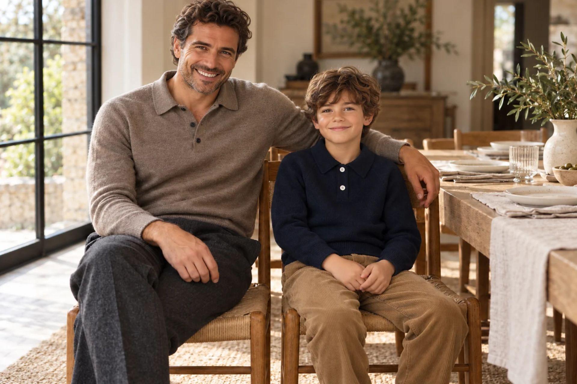 Mini-me: Ο χειμερινός οδηγός στυλ για πατέρα και γιο. Πλεκτές πόλο μπλούζες για μπαμπά και γιο.